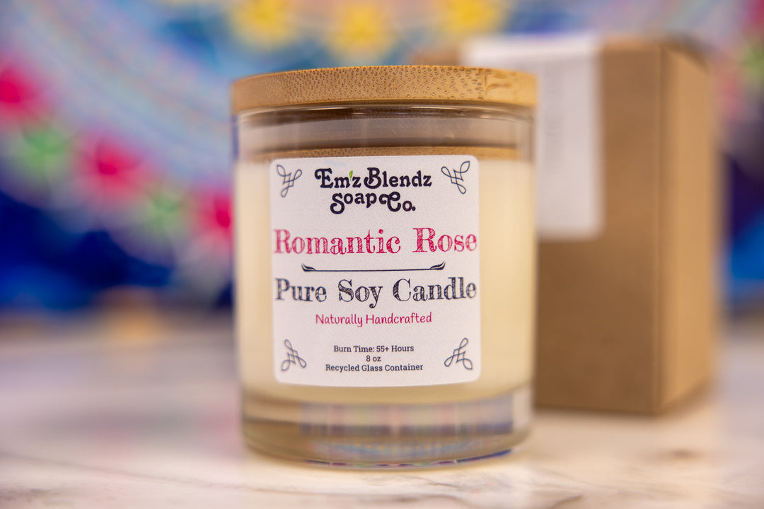Romantic Rose - 100% Natural Soy Wax, Glass 8 oz