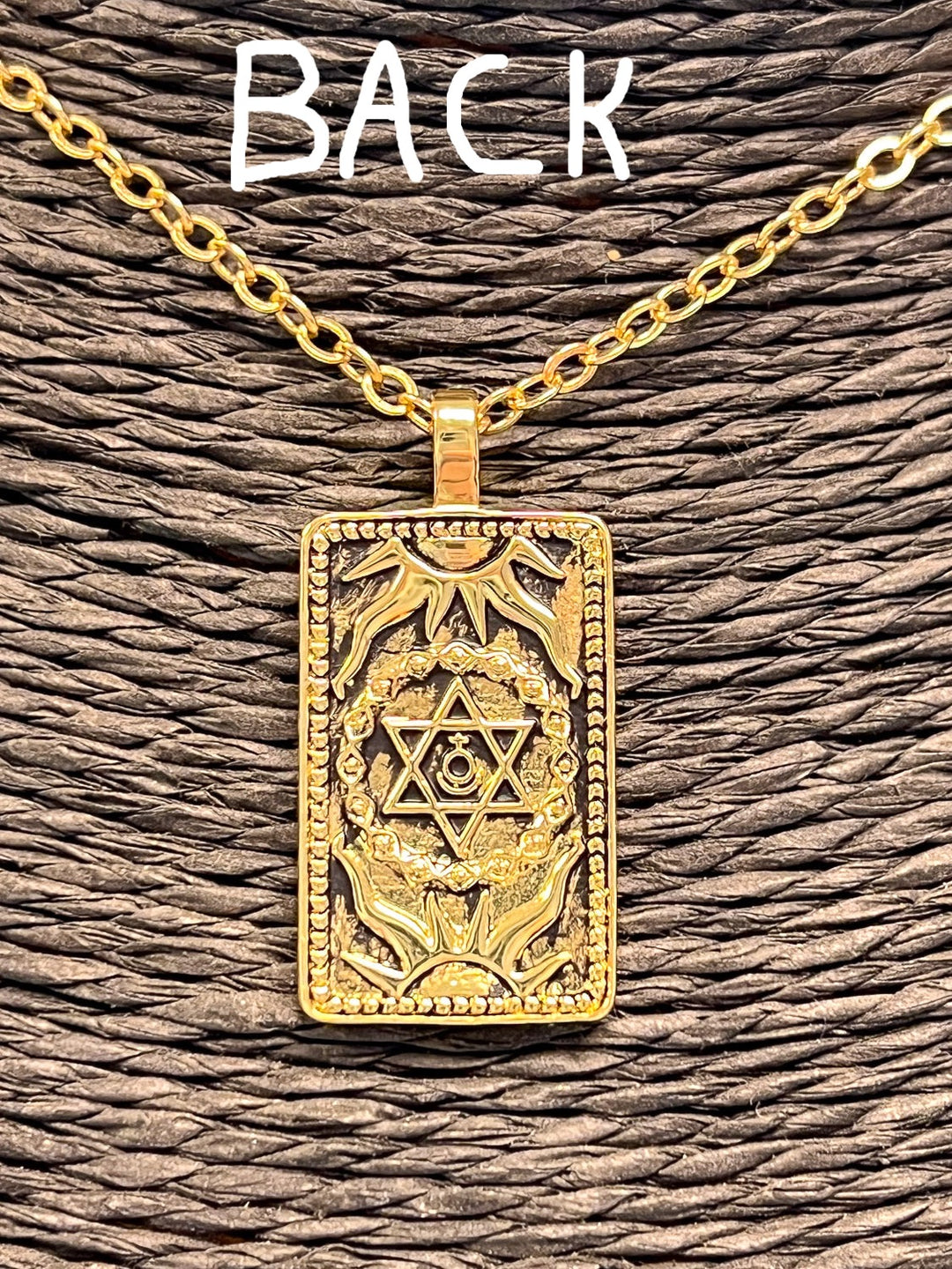 Back of all Tarot Necklaces