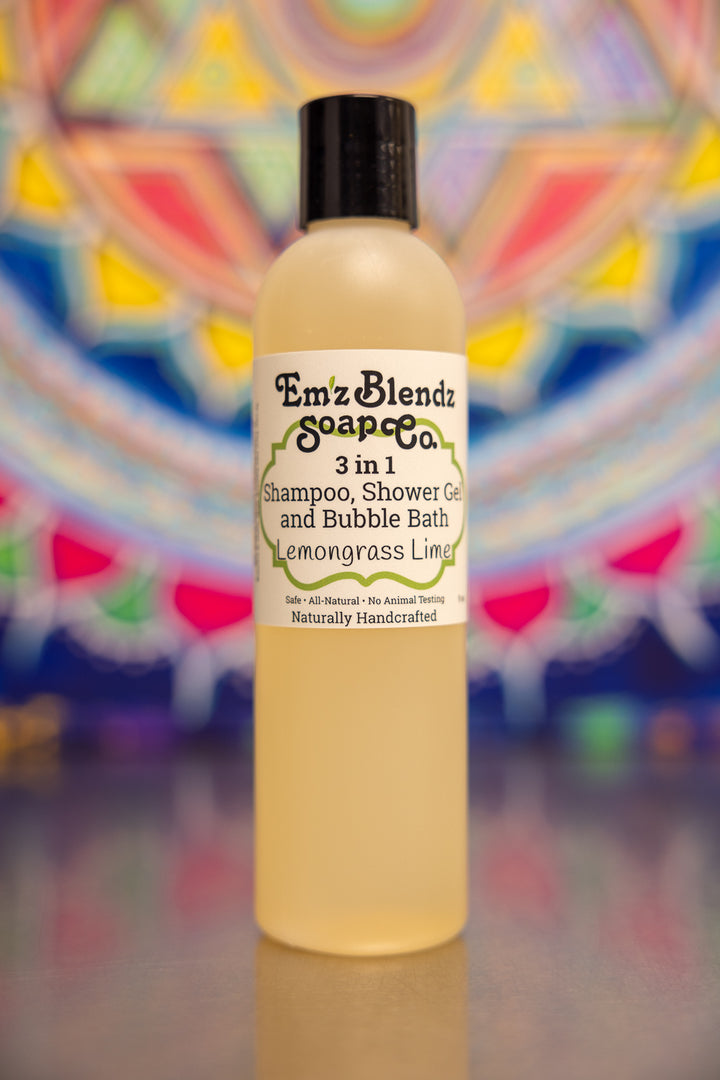 Lemongrass Lime | 3 in 1 - Shampoo, Bubble Bath and Shower Gel    Em'z Blendz Soap Co.