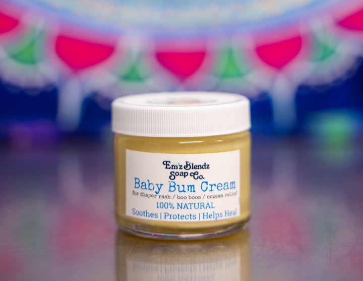 Natural Baby Bum Cream - Diaper Rash & Eczema Ointment | Organic & Soothing Relief    Em'z Blendz Soap Co.