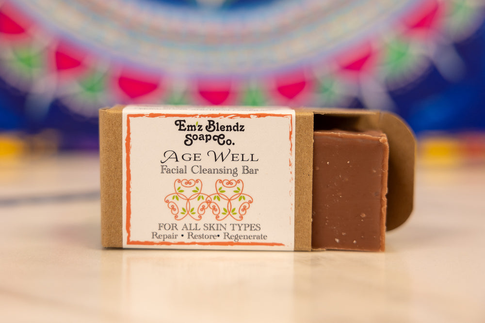 Age Well Facial Cleansing Bar | Luxurious Anti-Aging Cleanser    Em'z Blendz Soap Co.