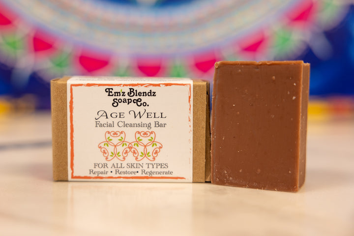 Age Well Facial Cleansing Bar | Luxurious Anti-Aging Cleanser    Em'z Blendz Soap Co.