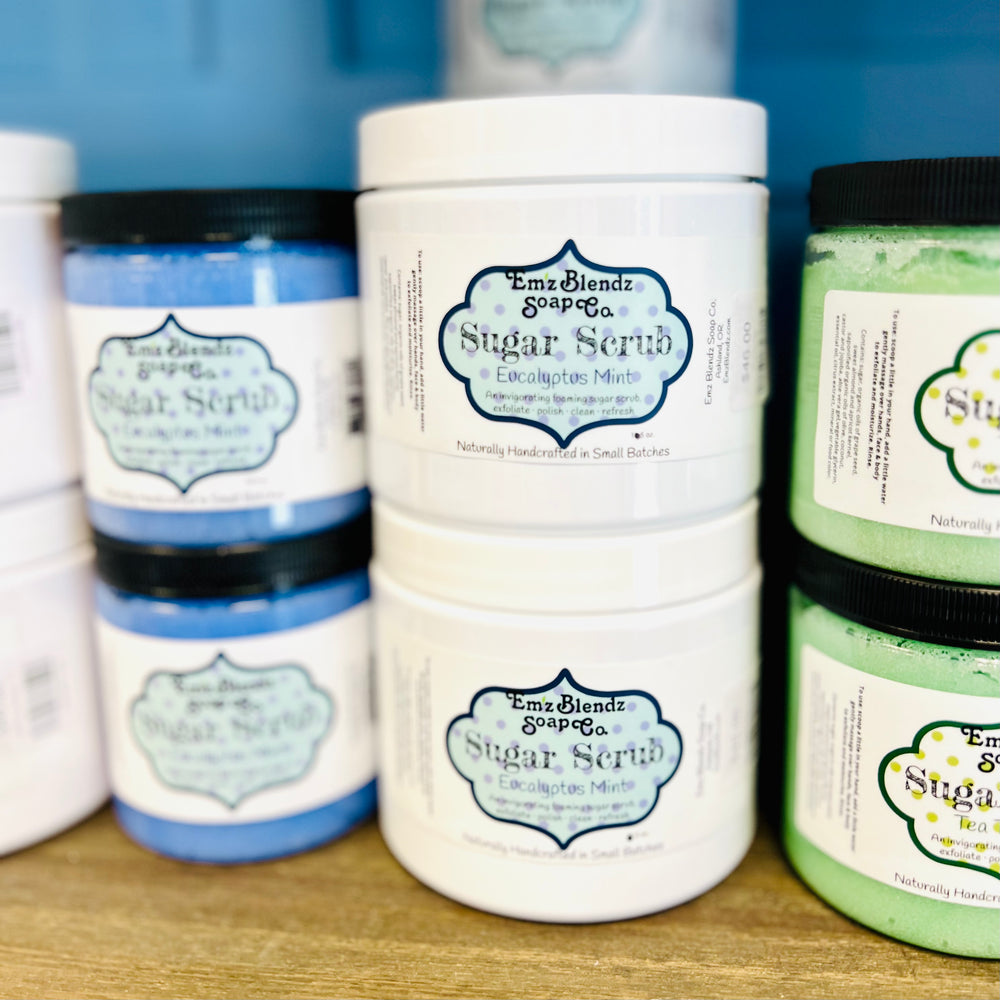 Purifying Eucalyptus Mint | Face & Body Foaming Sugar Scrub Polish 20 oz   Em'z Blendz Soap Co.