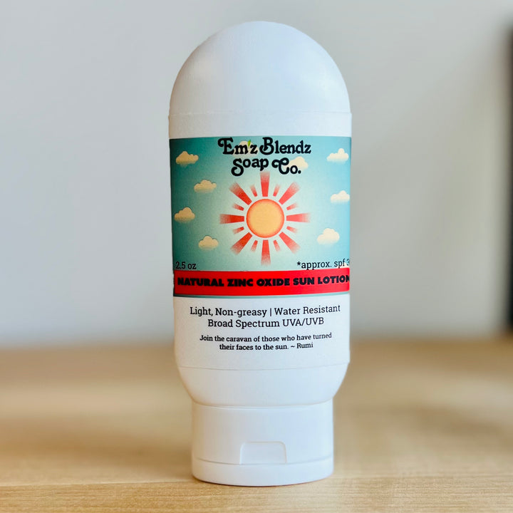 Natural Mineral Zinc Oxide Sun Lotion for Face and Body    Em'z Blendz Soap Co.