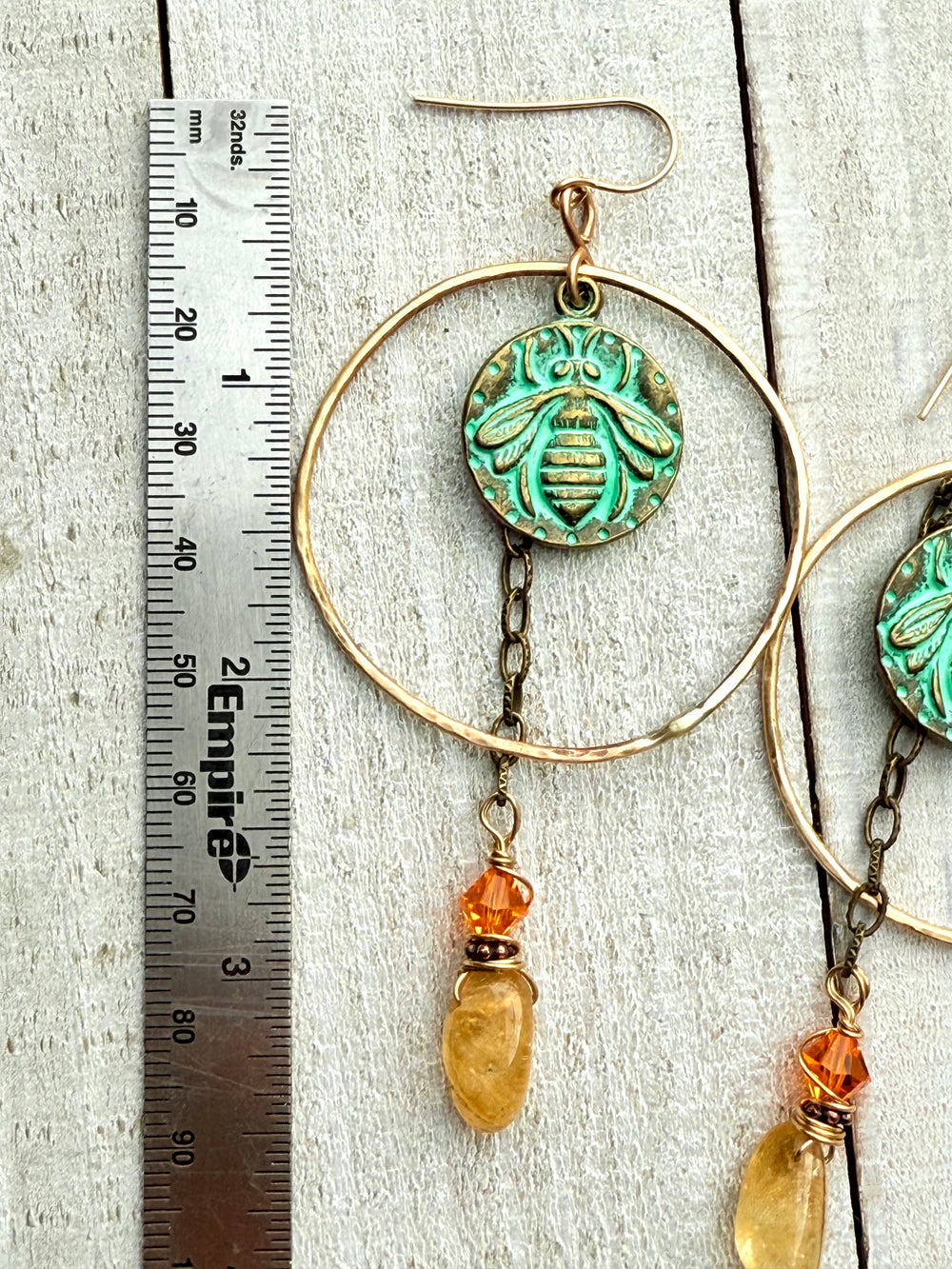 Citrine Honeybee Earrings Em'z Blendz Soap Co.