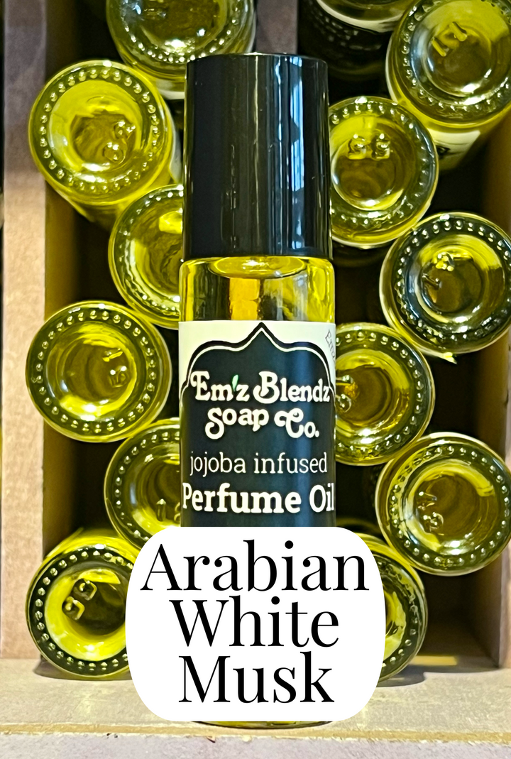 Jojoba Perfume Oil | Arabian White Musk | Long-lasting Elegance    Em'z Blendz Soap Co.