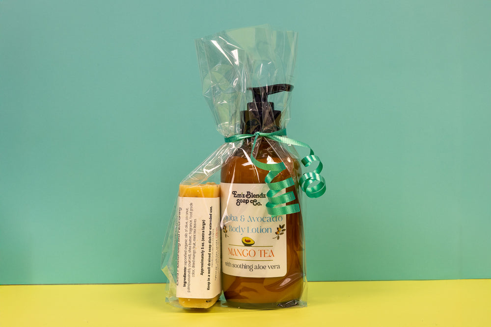 Mango Tea Jojoba Lotion and Mango Tea Soap Gift Set    Em'z Blendz Soap Co.