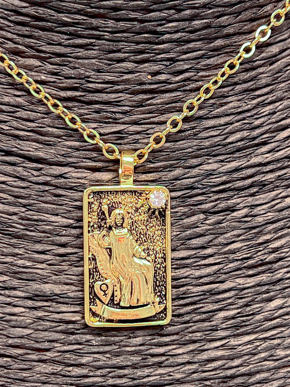 Tarot Necklace | 18k Gold Plated Brass The Empress   Em'z Blendz Soap Co.