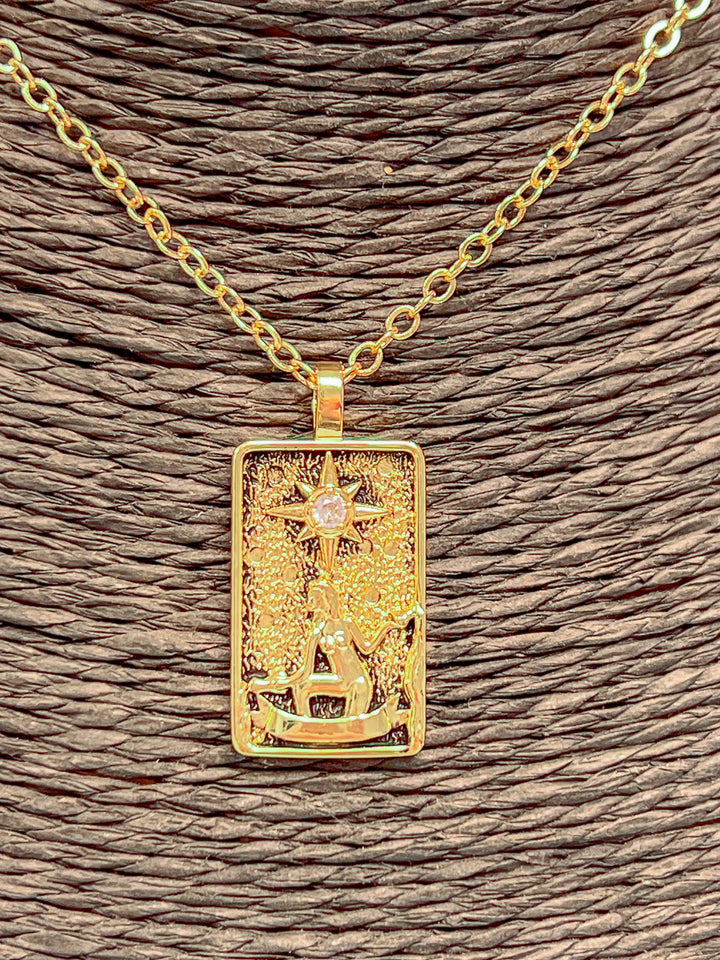 Tarot Necklace | 18k Gold Plated Brass The Star   Em'z Blendz Soap Co.