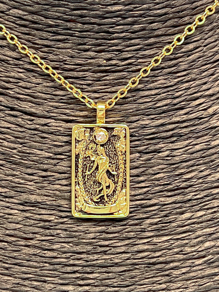 Tarot Necklace | 18k Gold Plated Brass The World   Em'z Blendz Soap Co.