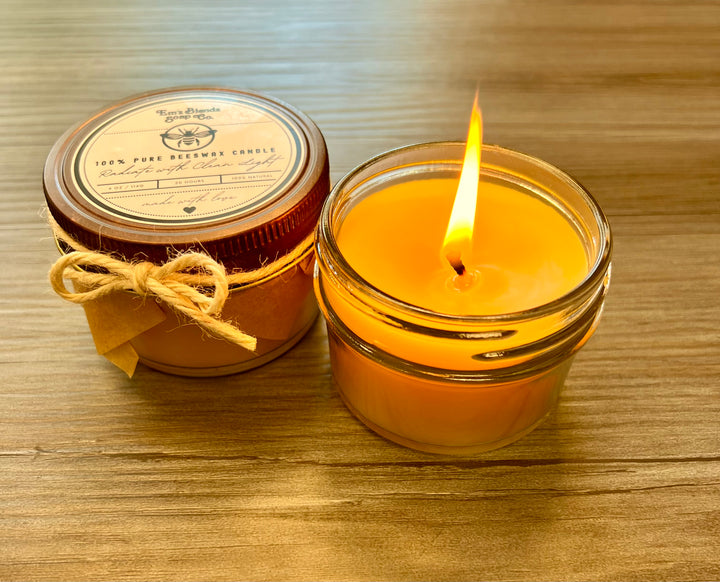 100% Pure Beeswax Candle | Hand-Poured in a 4 oz Glass Jar    Em'z Blendz Soap Co.
