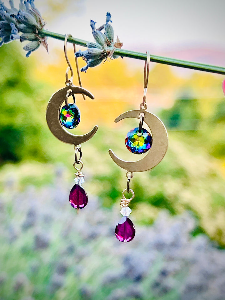 Garnet & Crystal Dream Drops | Handcrafted Brass    Em'z Blendz Soap Co.