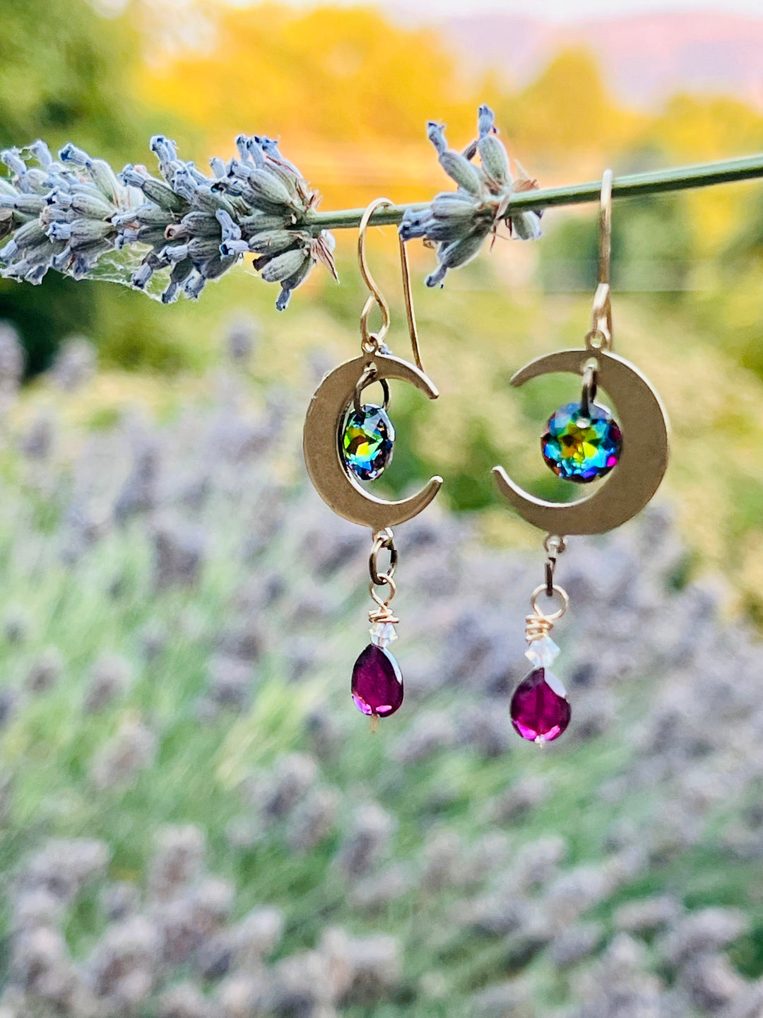 Garnet & Crystal Dream Drops | Handcrafted Brass    Em'z Blendz Soap Co.