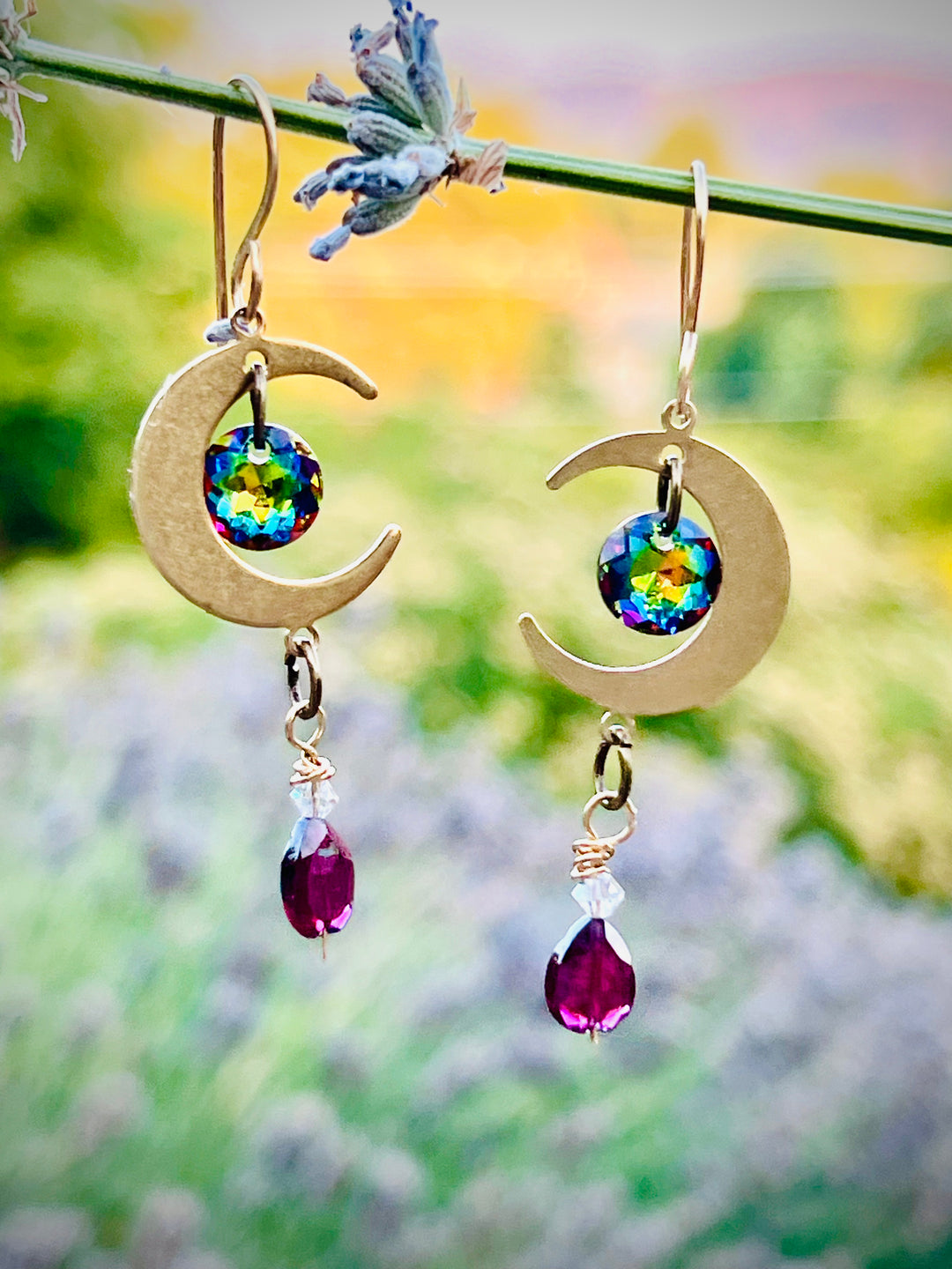 Garnet & Crystal Dream Drops | Handcrafted Brass