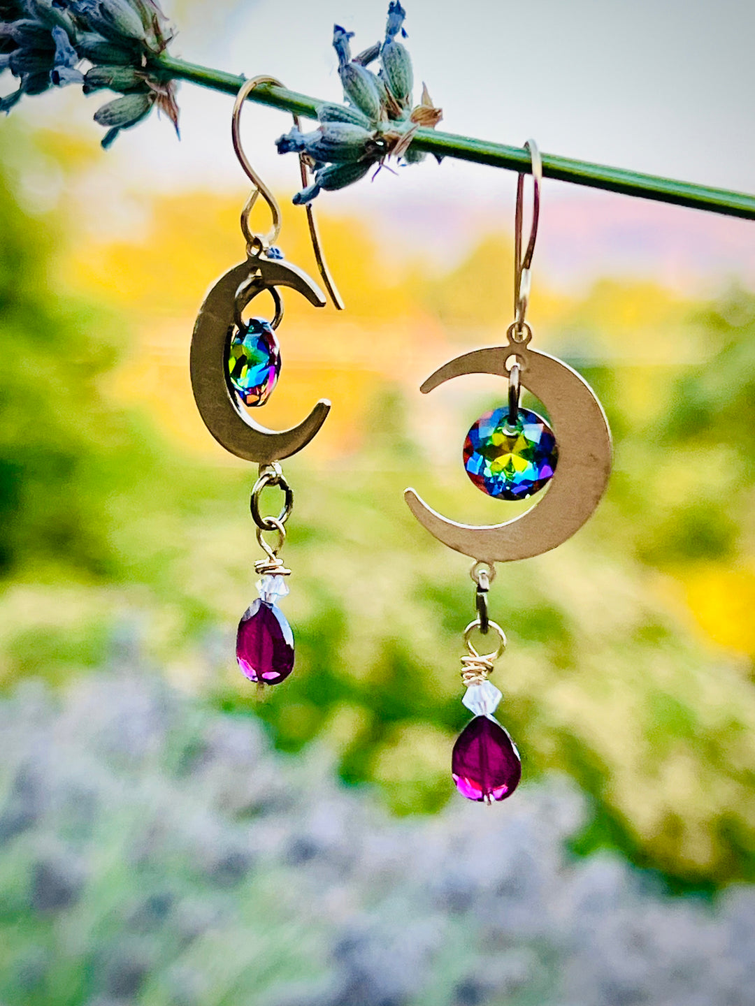 Garnet & Crystal Dream Drops | Handcrafted Brass