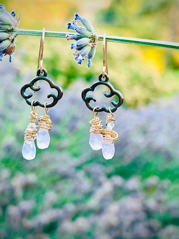 Rose Quartz Raindrops | Handcrafted Brass