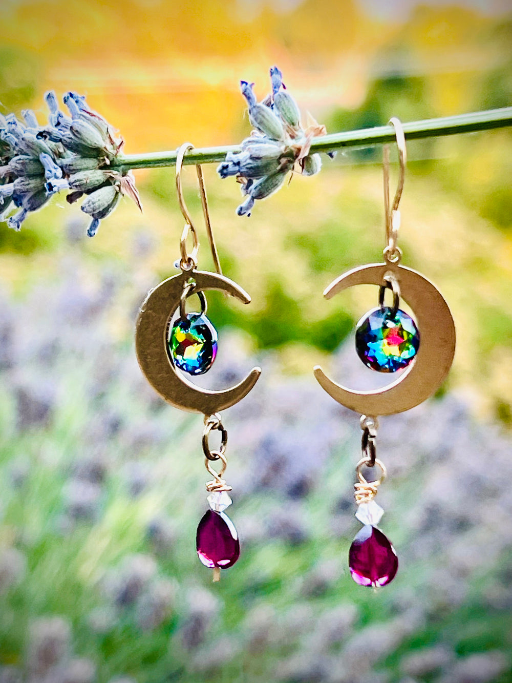 Garnet & Crystal Dream Drops | Handcrafted Brass    Em'z Blendz Soap Co.
