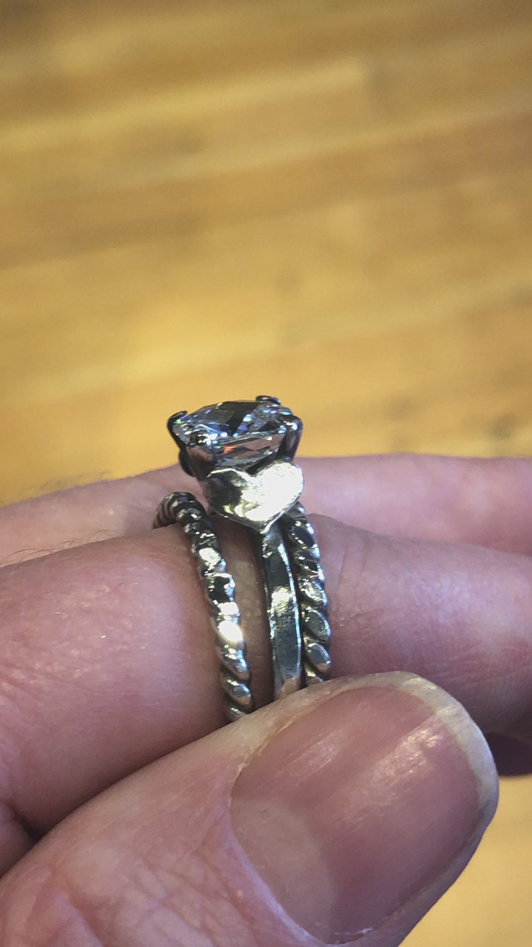 Diamond Simulant Ring Set | Handcrafted Sterling Silver Hearts Em'z Blendz Soap Co.