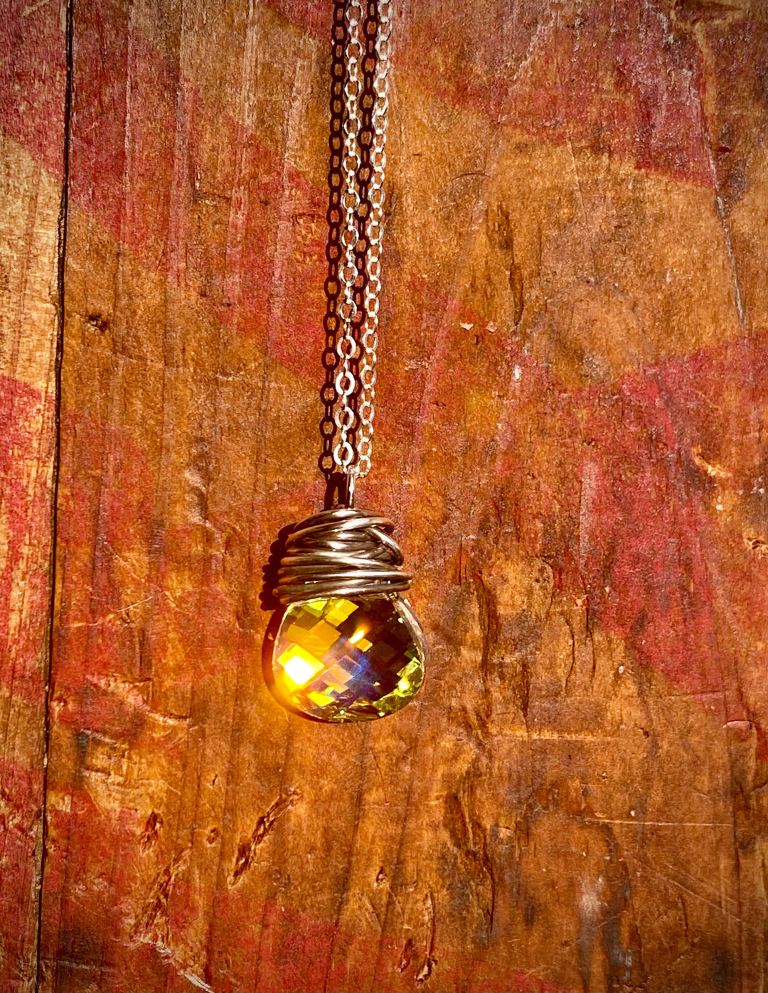 Vintage Aurora Borealis Crystal & Sterling Silver Necklace