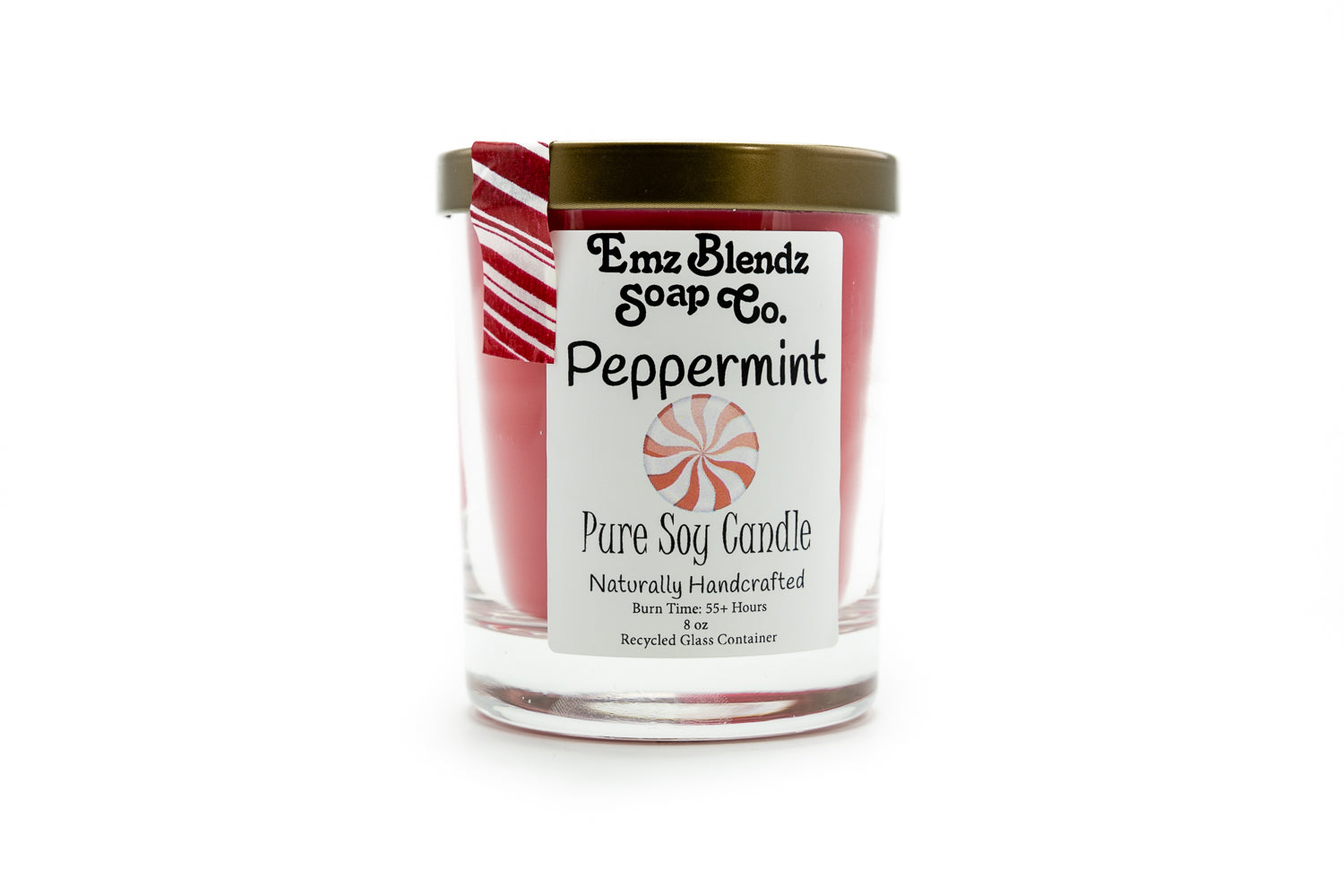Peppermint - 100% Natural Soy Wax, Glass 8 oz - Emz Blendz