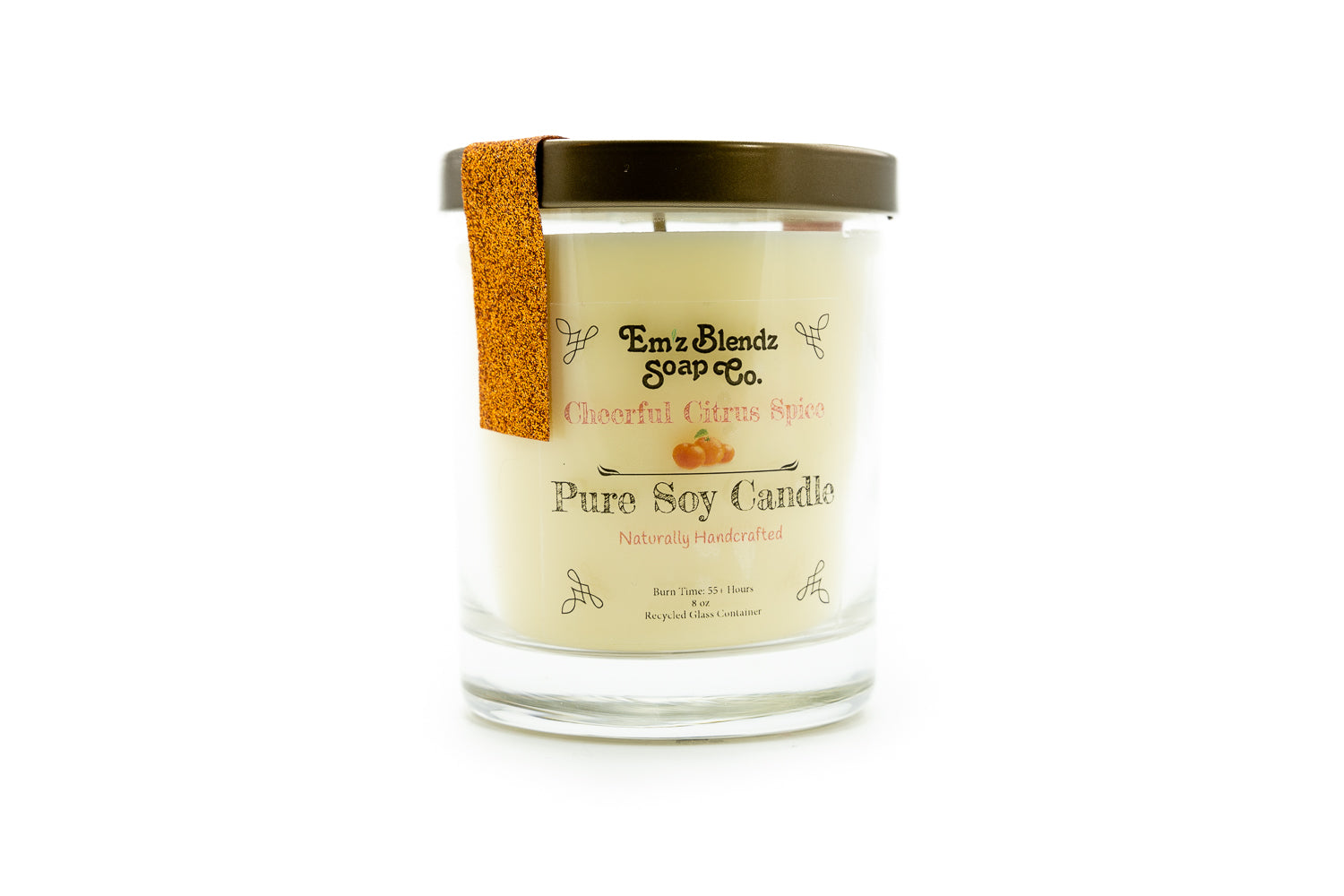Cheerful Citrus Spice - 100% Natural Soy Wax, Glass 8 oz - Emz Blendz