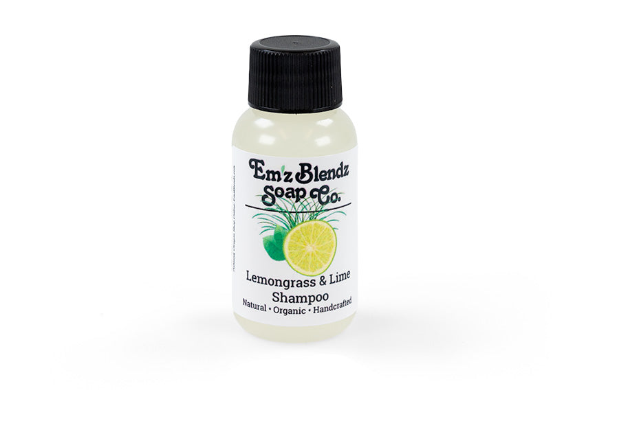 Guest Shampoo | Handmade Natural Boutique Hotel, B&B, Inn Guest Travel-size Amenity Shampoo Zesty Lemongrass and Lime 100 Stock Wrapped Em'z Blendz Soap Co.