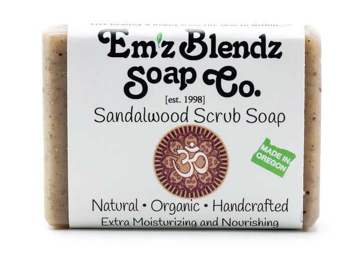 Sandalwood Scrub Soap Bar | Exfoliating Elegance    Em'z Blendz Soap Co.
