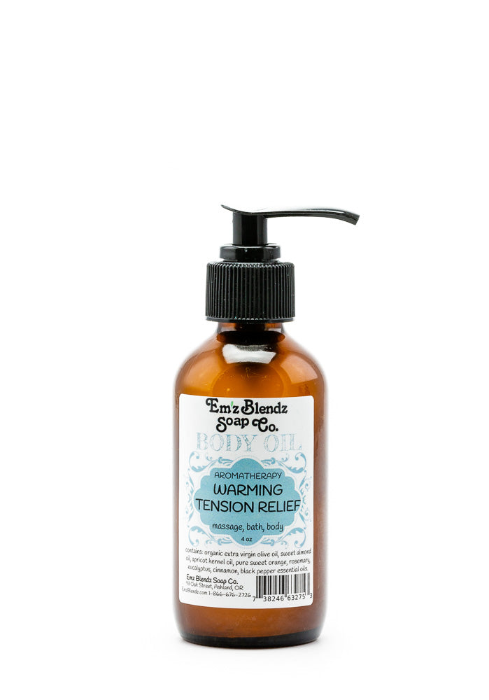 Therapeutic Body Oil Serum | Warming Tension Relief    Em'z Blendz Soap Co.