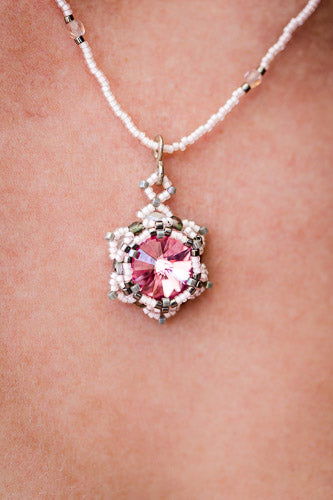 Lotus Star Necklace | Handwoven Pink Crystal & Silver Em'z Blendz Soap Co.