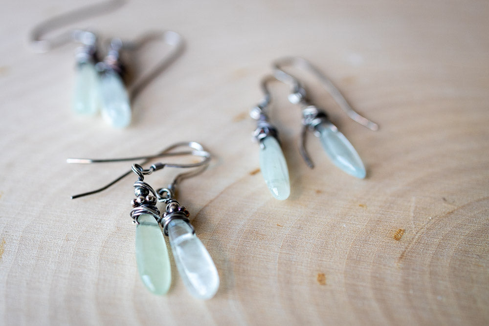 Em'z Blendz Natural Aquamarine & Sterling Silver Earrings    Em'z Blendz Soap Co.