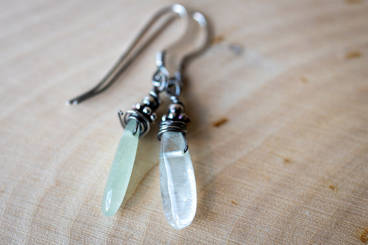 Em'z Blendz Natural Aquamarine & Sterling Silver Earrings    Em'z Blendz Soap Co.