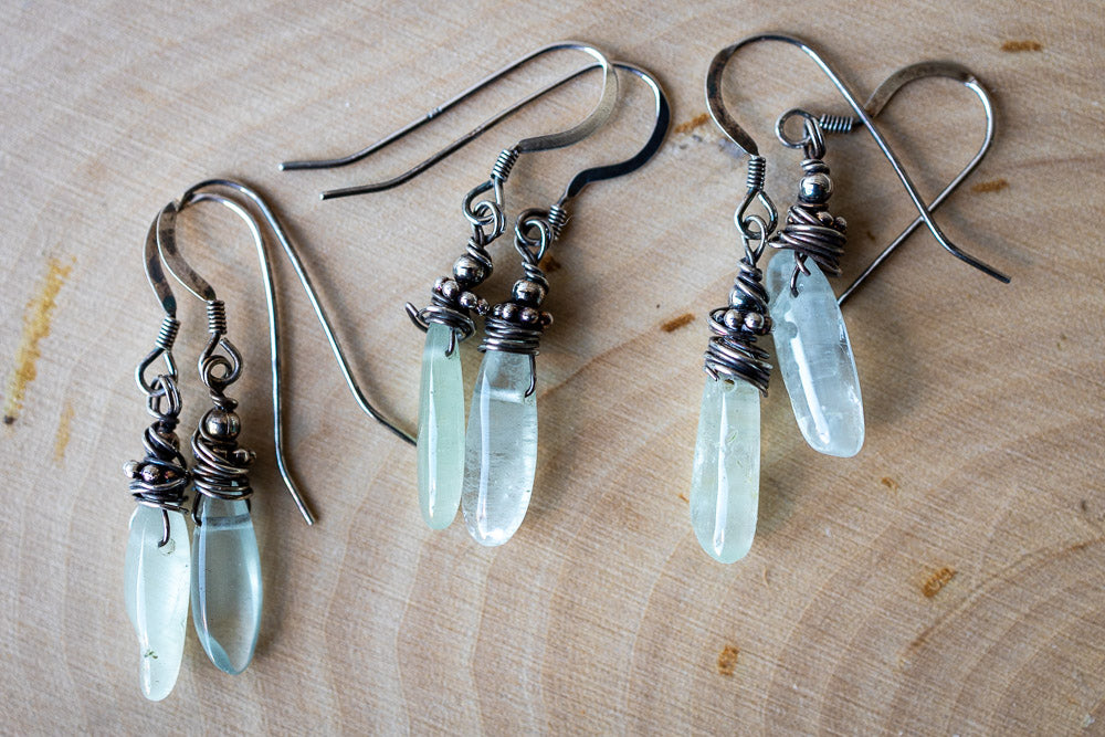 Em'z Blendz Natural Aquamarine & Sterling Silver Earrings    Em'z Blendz Soap Co.