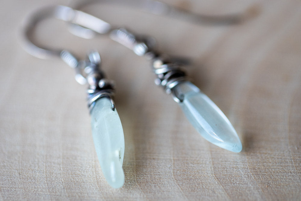 Natural Aquamarine & Sterling Silver Earrings