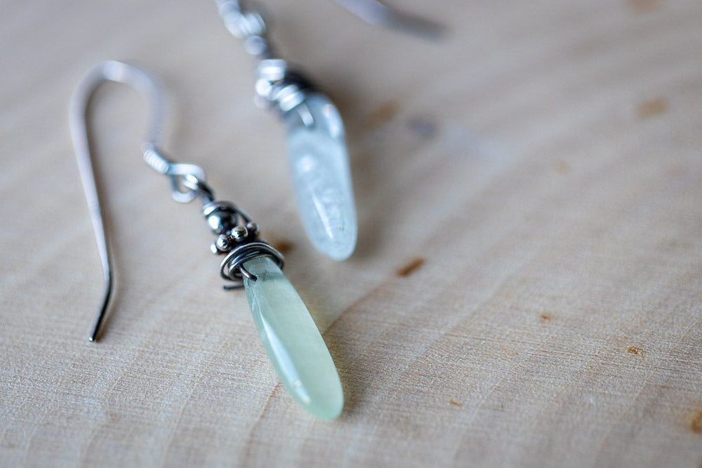 Natural Aquamarine & Sterling Silver Earrings