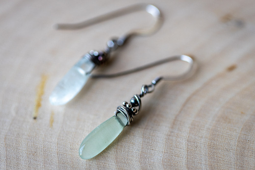 Em'z Blendz Natural Aquamarine & Sterling Silver Earrings    Em'z Blendz Soap Co.