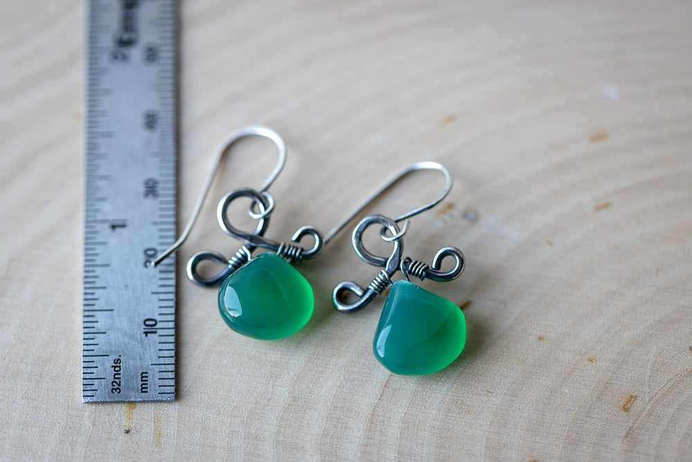 Green Onyx &amp; Sterling Silver Earrings