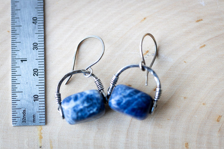 Horseshoe Sodalite  Silver Earrings