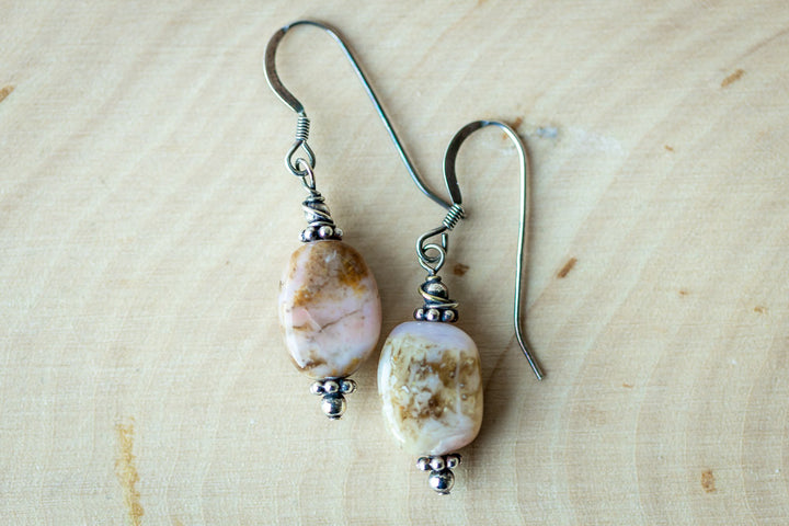 Em'z Blendz Natural Pink Opal & Sterling Silver Earrings    Em'z Blendz Soap Co.