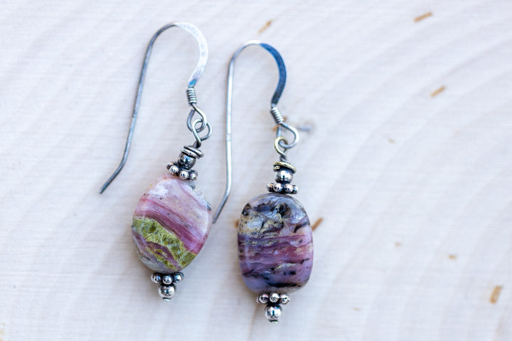 Em'z Blendz Natural Pink Opal & Sterling Silver Earrings    Em'z Blendz Soap Co.
