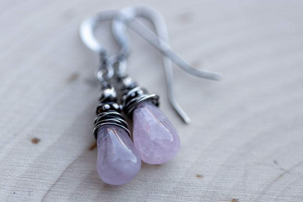 Rose Quartz & Sterling Silver Earrings