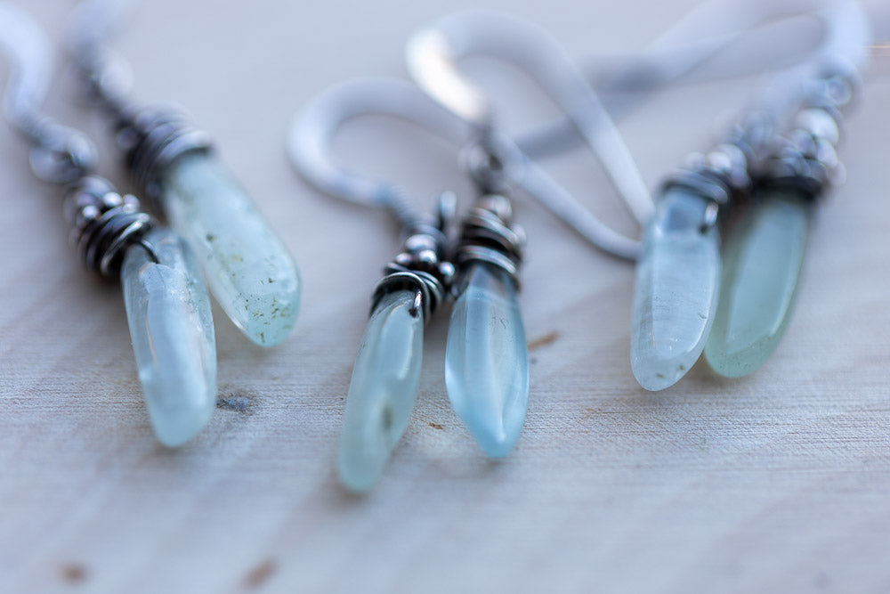 Natural Aquamarine & Sterling Silver Earrings