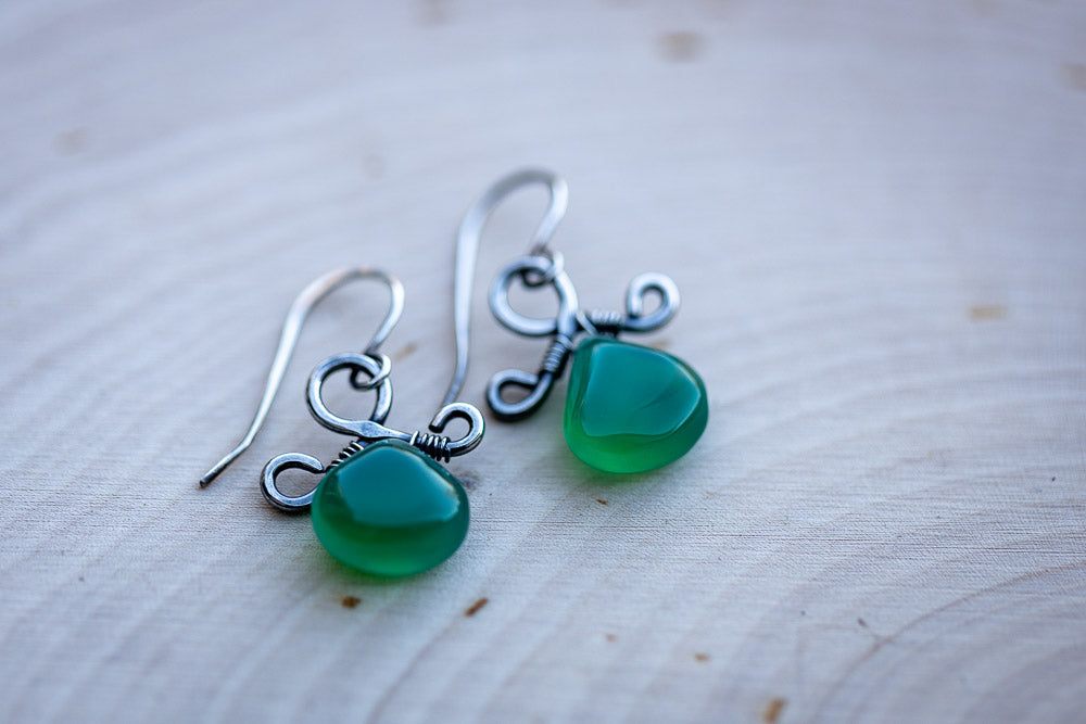 Green Onyx & Sterling Silver Earrings