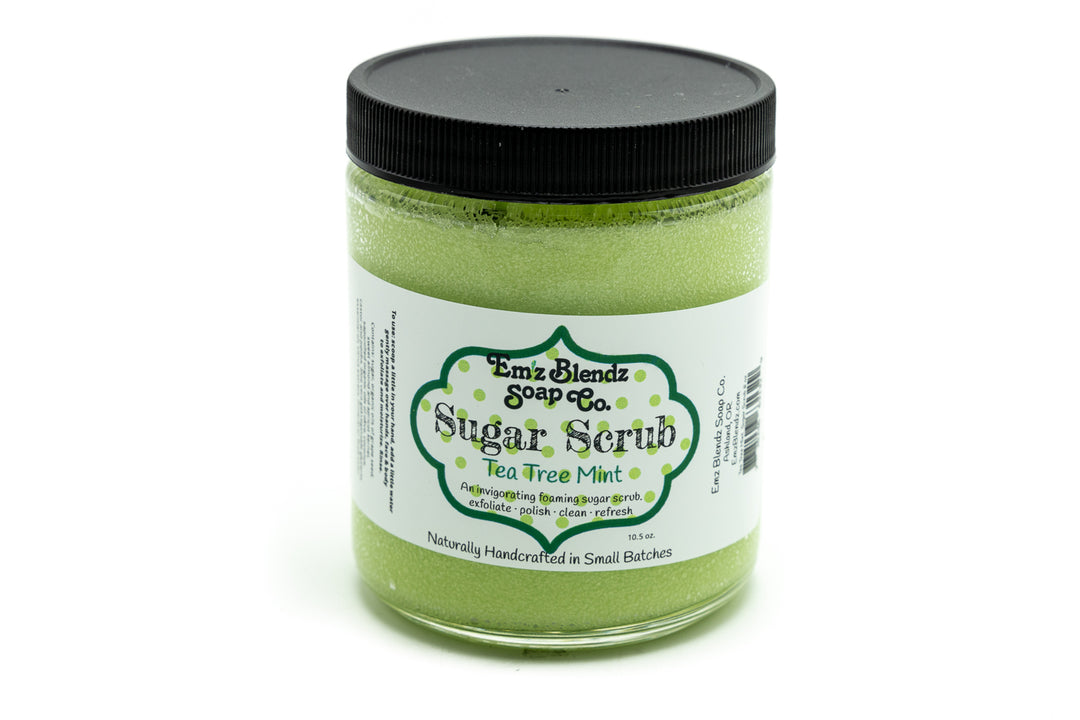 Acne-Fighting Tea Tree Mint | Face & Body Foaming Sugar Scrub Polish    Em'z Blendz Soap Co.