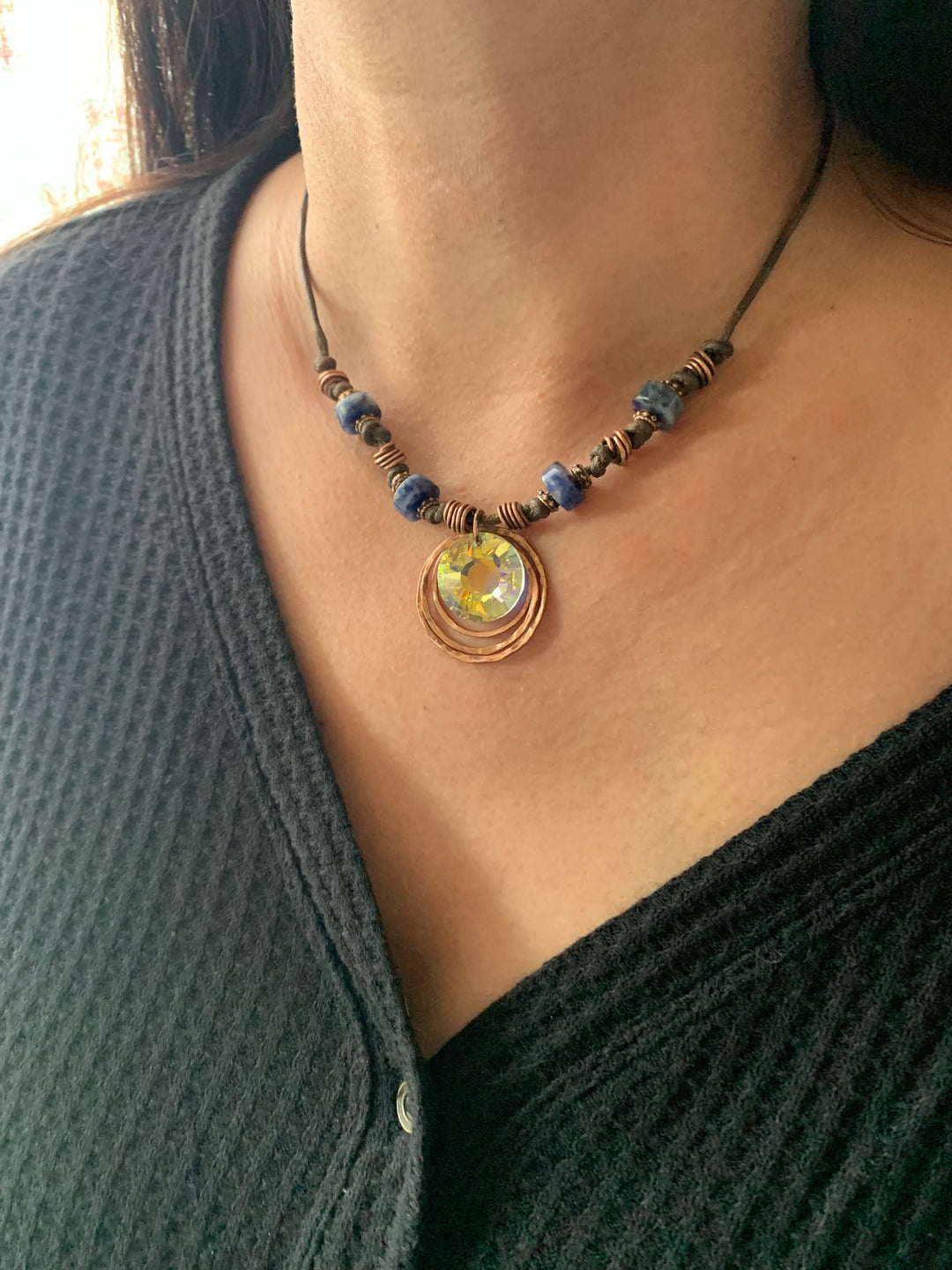 Sunlight Crystal Necklace | Handcrafted with Sodalite & Copper Em'z Blendz Soap Co.