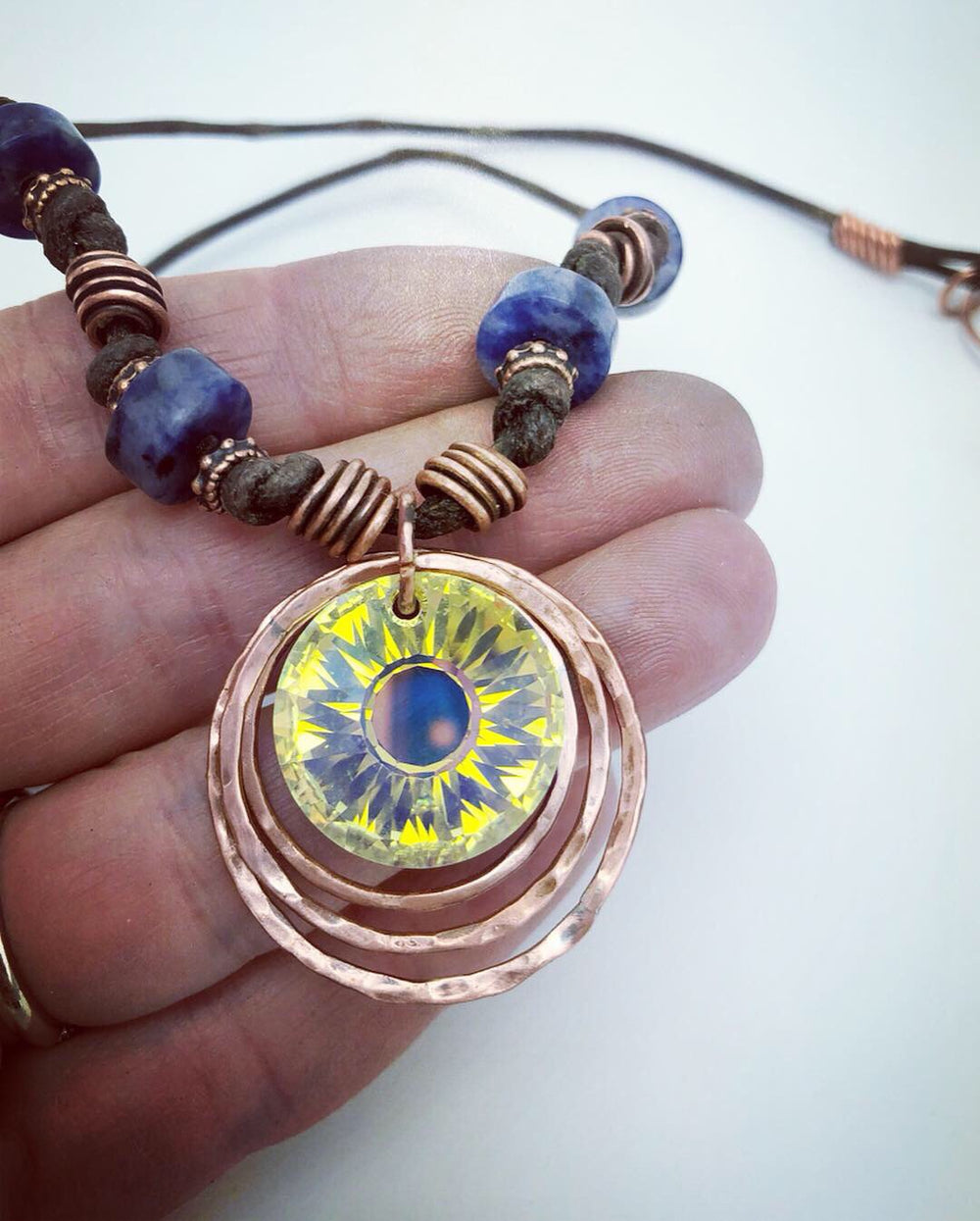 Sunlight Crystal Necklace | Handcrafted with Sodalite & Copper Em'z Blendz Soap Co.