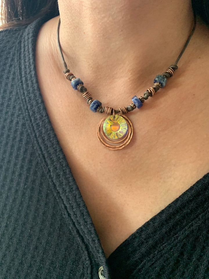 Sunlight Crystal Necklace | Handcrafted with Sodalite & Copper Em'z Blendz Soap Co.