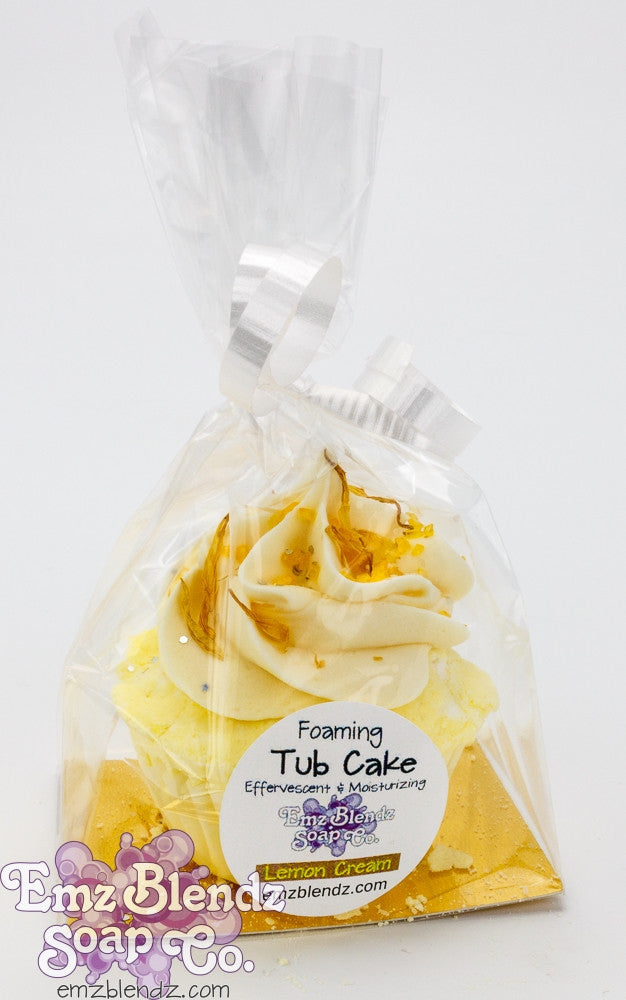 Lemon Cream &amp; Calendula | Foaming Tub Cake - Emz Blendz