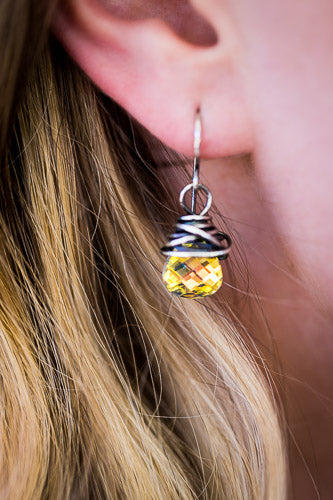 Vintage Aurora Borealis Crystal & Sterling Silver Earrings Em'z Blendz Soap Co.