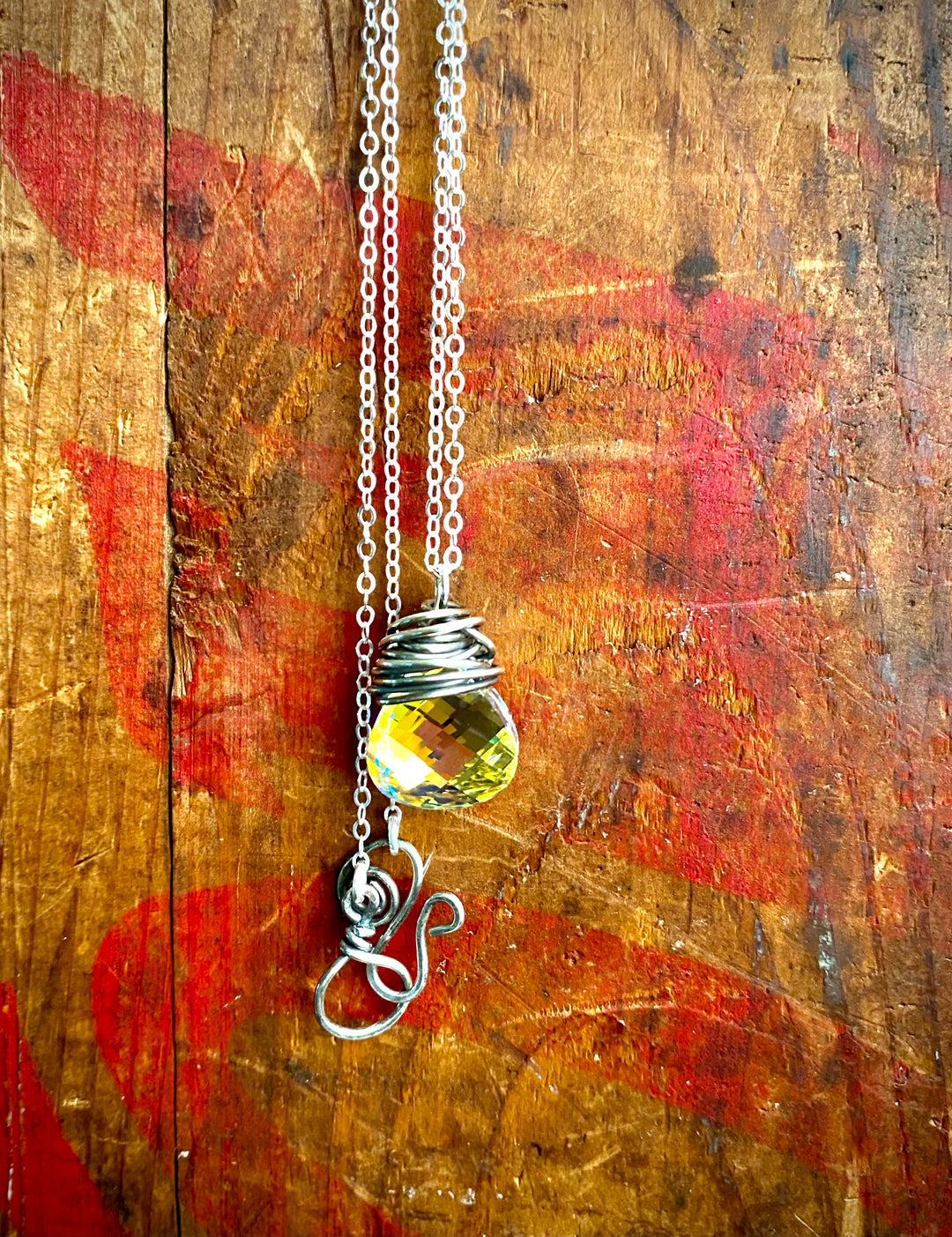 Vintage Aurora Borealis Crystal & Sterling Silver Necklace | Handcrafted Jewelry Em'z Blendz Soap Co.