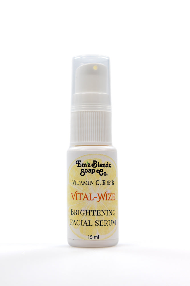 Vital-Wize Brightening Facial Serum | Vitamin C, E & B3 for Radiant Skin    Em'z Blendz Soap Co.